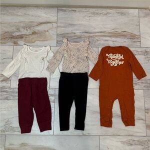 Cat & Jack Baby Girl Outfit Lot (3 Pieces) - Size 6-9M